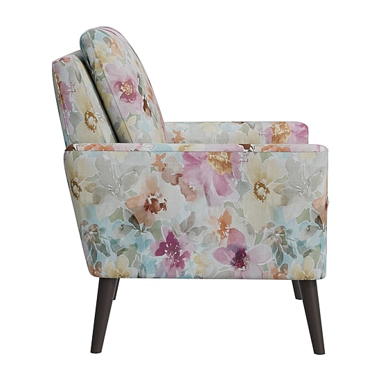 Allyson Mid-Century Modern Small Space Accent Armchair in Pastel Floral
