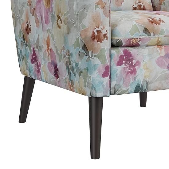 Allyson Mid-Century Modern Small Space Accent Armchair in Pastel Floral