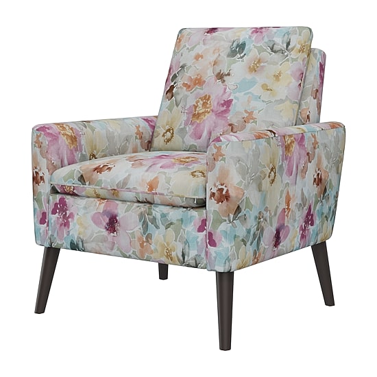 Allyson Mid-Century Modern Small Space Accent Armchair in Pastel Floral