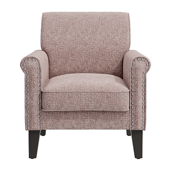 Jean Traditional Rolled Arm Accent Chair with Pewter Nailheads in Chenille
