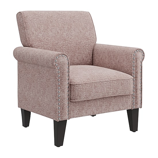 Jean Traditional Rolled Arm Accent Chair with Pewter Nailheads in Chenille