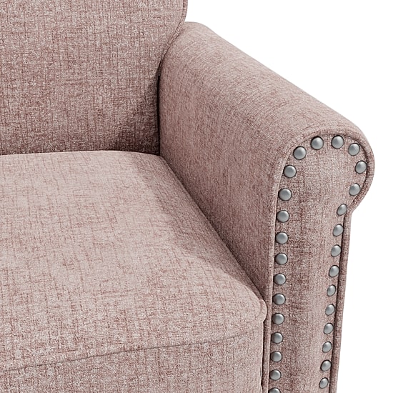 Jean Traditional Rolled Arm Accent Chair with Pewter Nailheads in Chenille