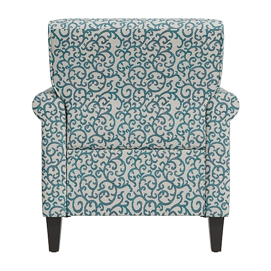 Jean Traditional Rolled Arm Accent Chair with Pewter Nailheads in Curly Vine Pattern