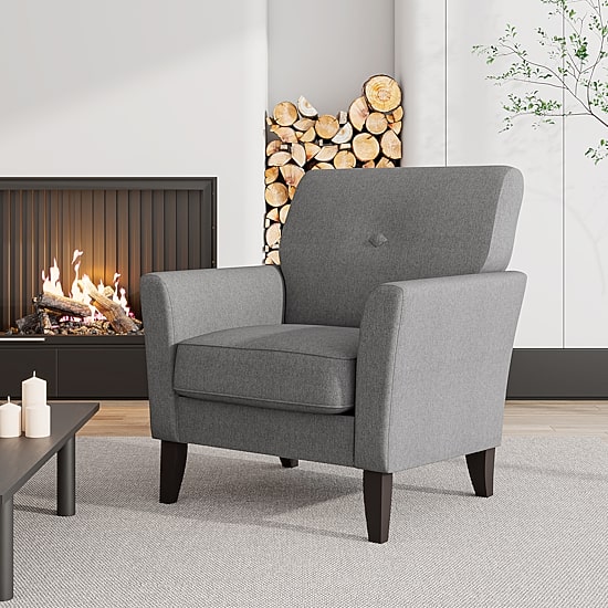 Alex Transitional Flared Arm Accent Chair in Velour