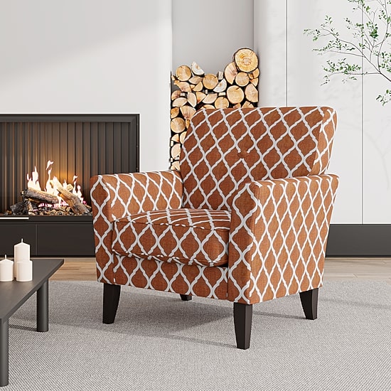 Alex Transitional Flared Arm Accent Chair in Trellis Fabric