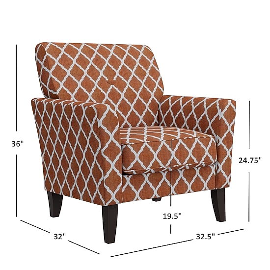 Alex Transitional Flared Arm Accent Chair in Trellis Fabric