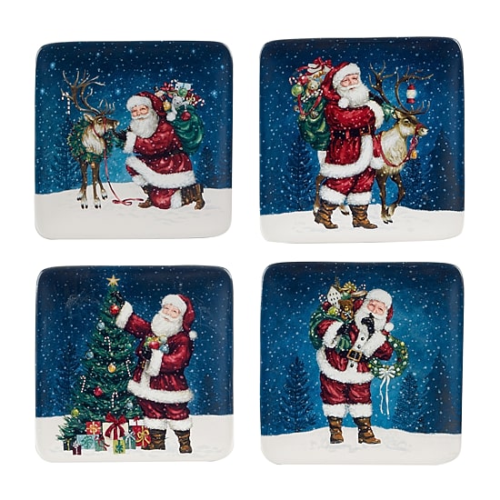 Certified International Santa'S Secret 4-pc. Earthenware Appetizer Plate
