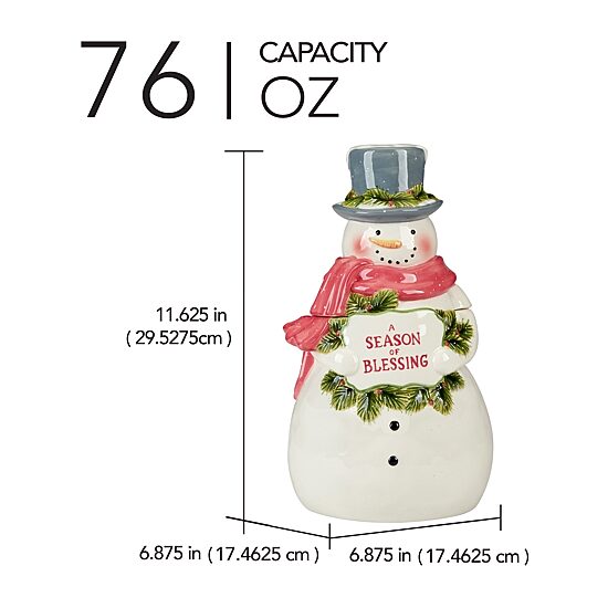 Certified International Snowman Greetings Earthenware Cookie Jar
