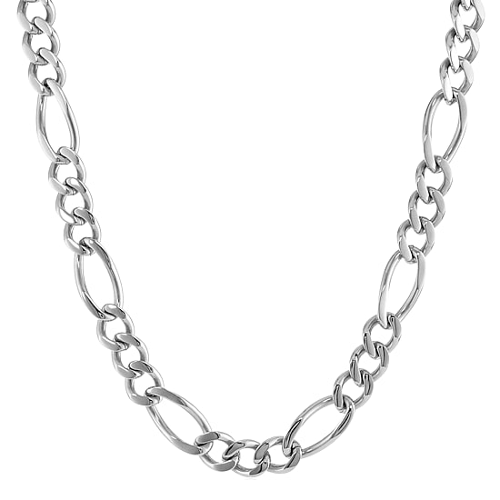 Mens Stainless Steel 11mm Figaro Chain