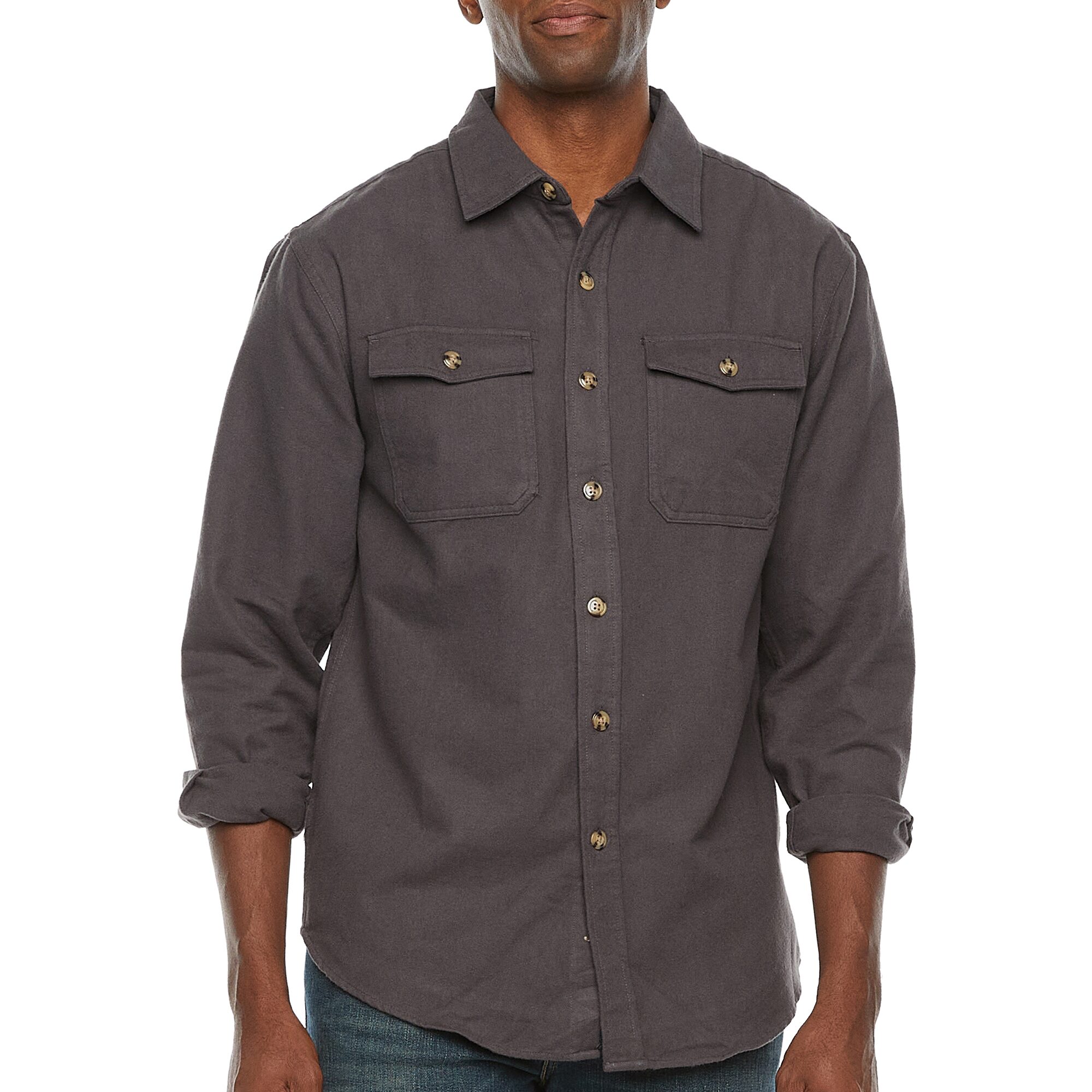 Victory Mens Long Sleeve Cuffed Regular Fit Button-Down Shirt