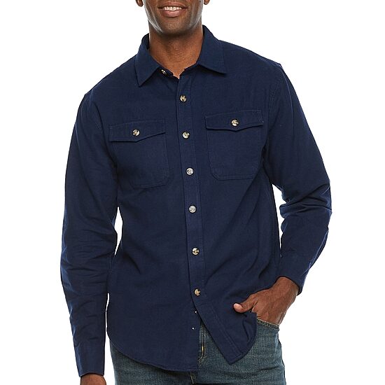 Victory Mens Long Sleeve Cuffed Regular Fit Button-Down Shirt