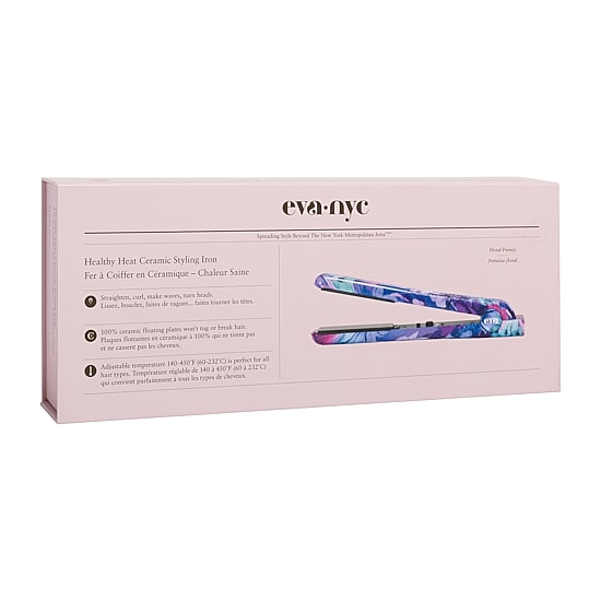 Eva Nyc Floral Frenzy Hair Styling Iron 1" Ceramic Flat Iron