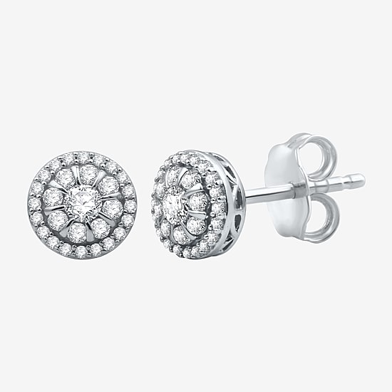 1 CT. T.W. Natural White Diamond 10K White Gold 9.9mm Round Stud Earrings