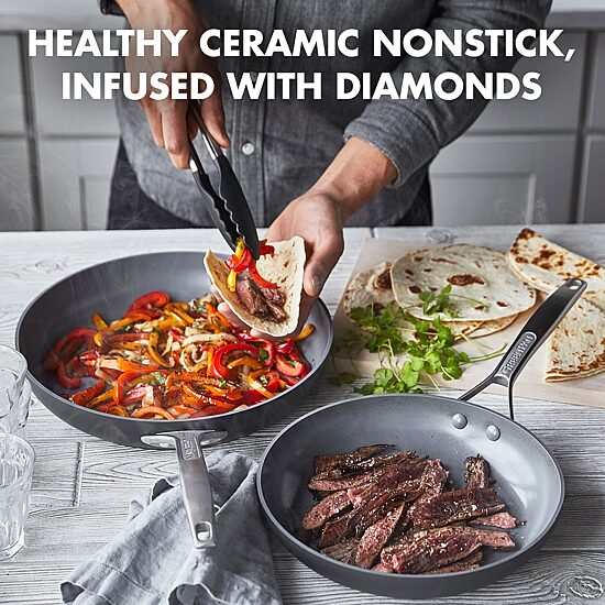 GreenPan Paris Pro Hard Anodized Ceramic Non-Stick 2-pc. Open Frypan Set
