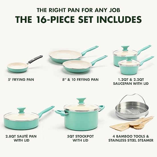 GreenPan Rio Healthy Ceramic Non-Stick 16-pc. Cookware Set