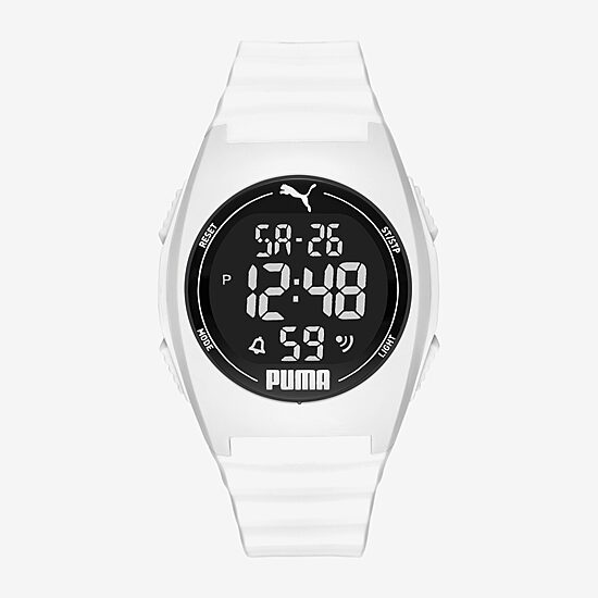 PUMA Mens Digital White Strap Watch P6012