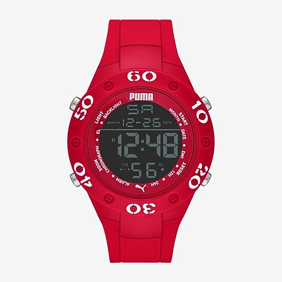PUMA Mens Digital Red Strap Watch P6037