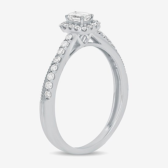 Womens 3/8 CT. T.W. Natural White Diamond 10K Gold Side Stone Crossover Engagement Ring