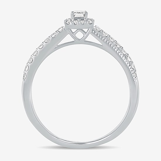 Womens 3/8 CT. T.W. Natural White Diamond 10K Gold Side Stone Crossover Engagement Ring