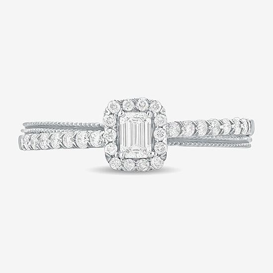 Womens 3/8 CT. T.W. Natural White Diamond 10K Gold Side Stone Crossover Engagement Ring