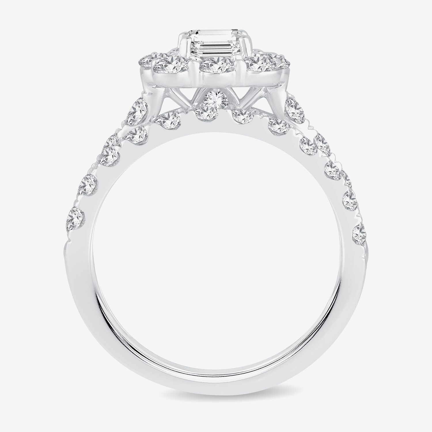 H-I / Si1-Si2) Womens / CT. T.W. Lab Grown White Diamond 10K Gold Cushion Side Stone Halo Bridal Set