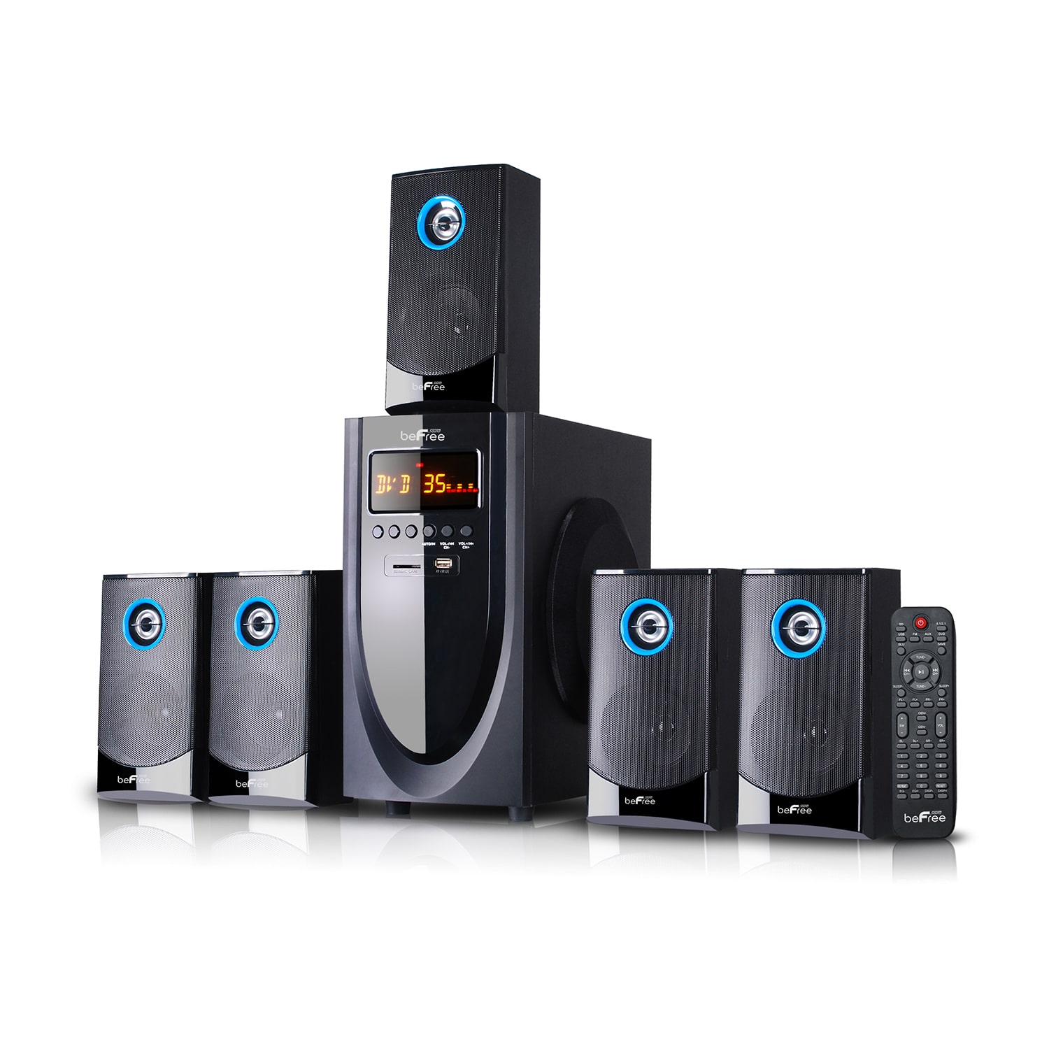 beFree Sound 5.1 Channel Surround Sound Bluetooth Speaker System in Black