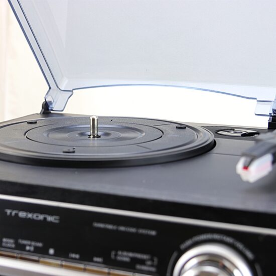Trexonic 3-Speed Turntable With CD Player, Double Cassette Player, Bluetooth, FM Radio & USB/SD Recording