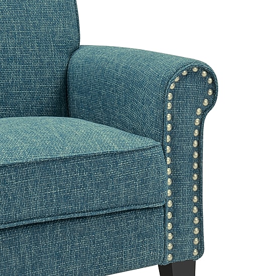 Jean Traditional Rolled Arm Accent Chair with Pewter Nailheads in Tweed