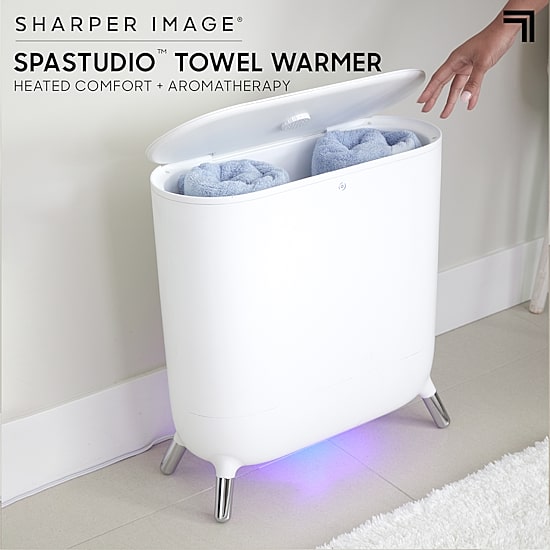 Sharper Image SpaStudio Towel Warmer Heated Comfort + Aromatherapy Large Capacity Warms 3 Towels