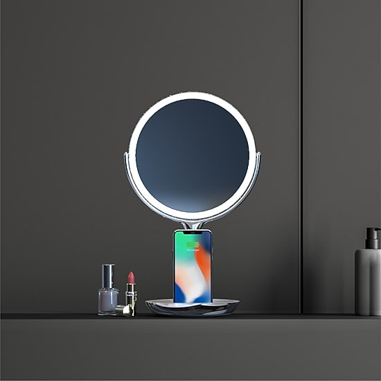 Sharper Image SpaStudio Vanity 8-Inch Mirror With Qi Wireless Charging