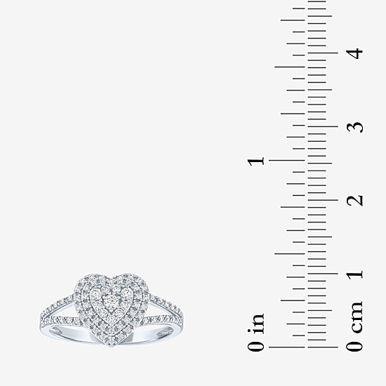 (G-H / Si2-I1) Womens 1/3 CT. T.W. Lab Grown White Diamond 10K Gold Heart Cocktail Ring
