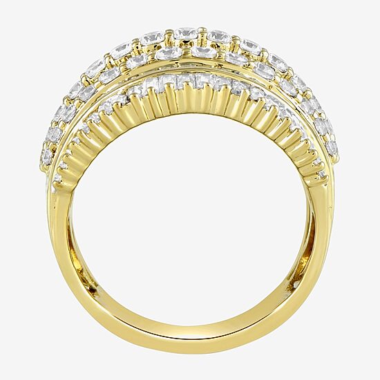 (F / Si1) Womens 3 CT. T.W. Lab Grown White Diamond 10K Gold Band