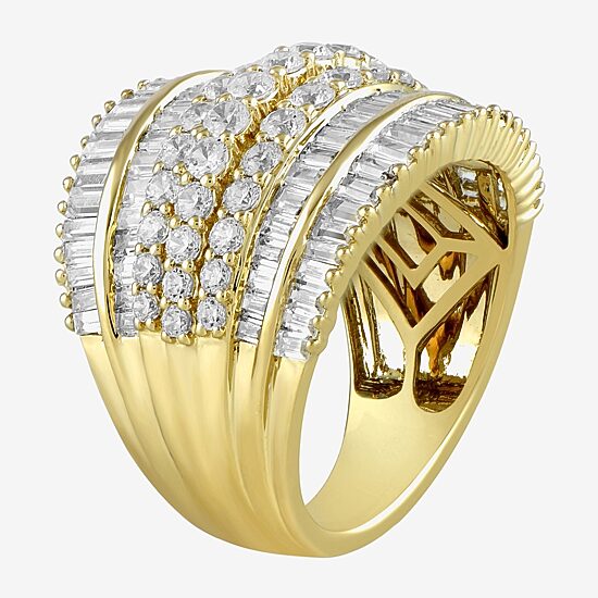 (F / Si1) Womens 3 CT. T.W. Lab Grown White Diamond 10K Gold Band