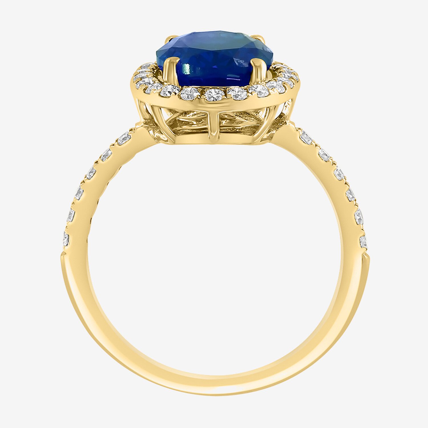 Effy Final Call  Womens 3/8 CT. T.W. Gemstone 14K Gold Oval Halo Side Stone Cocktail Ring