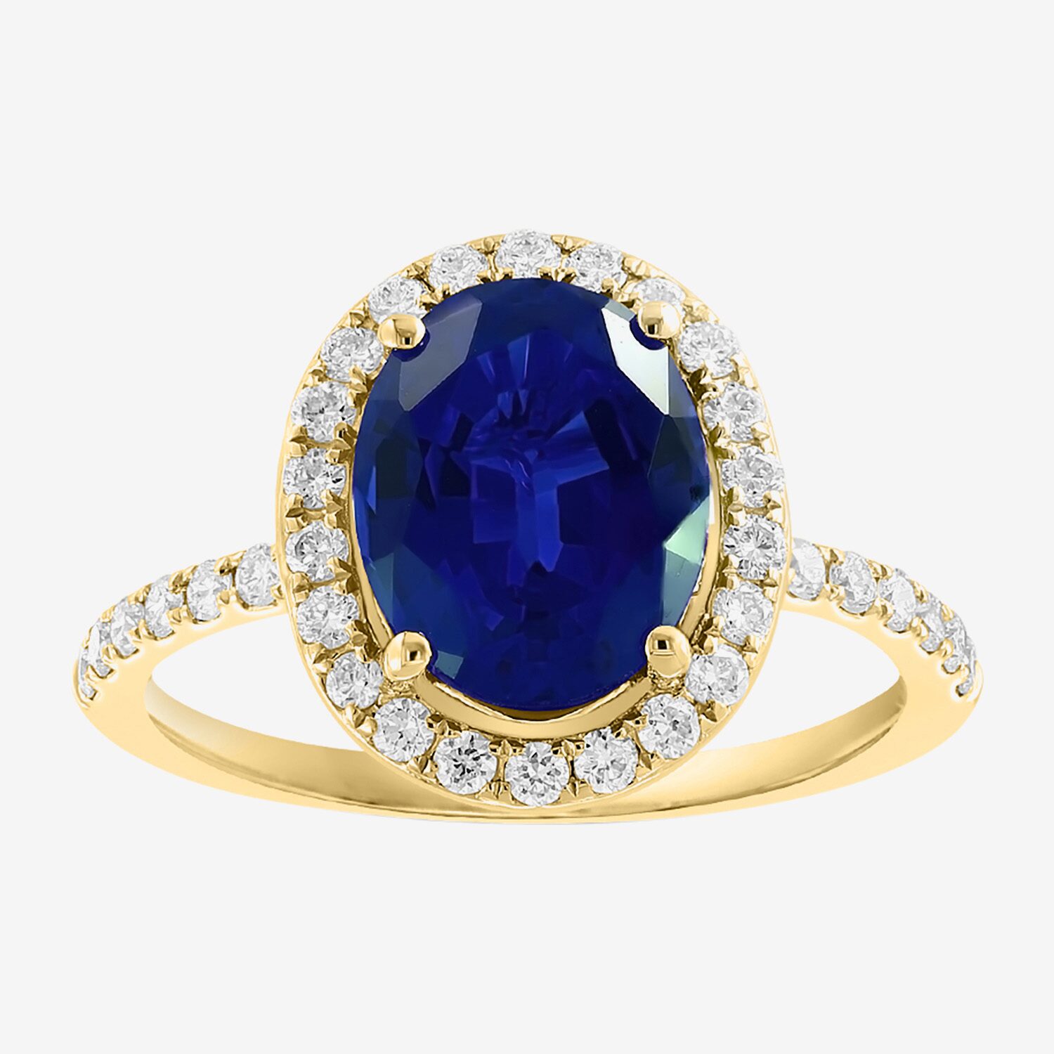 Effy Final Call  Womens 3/8 CT. T.W. Gemstone 14K Gold Oval Halo Side Stone Cocktail Ring