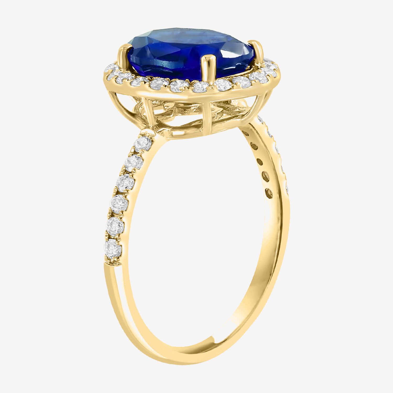 Effy Final Call  Womens 3/8 CT. T.W. Gemstone 14K Gold Oval Halo Side Stone Cocktail Ring