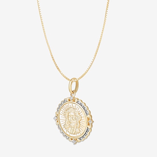 Jesus (H-I / Si1-Si2) Unisex Adult 1/10 CT. T.W. Lab Grown White Diamond 14K Gold 18 Inch Pendant Necklace
