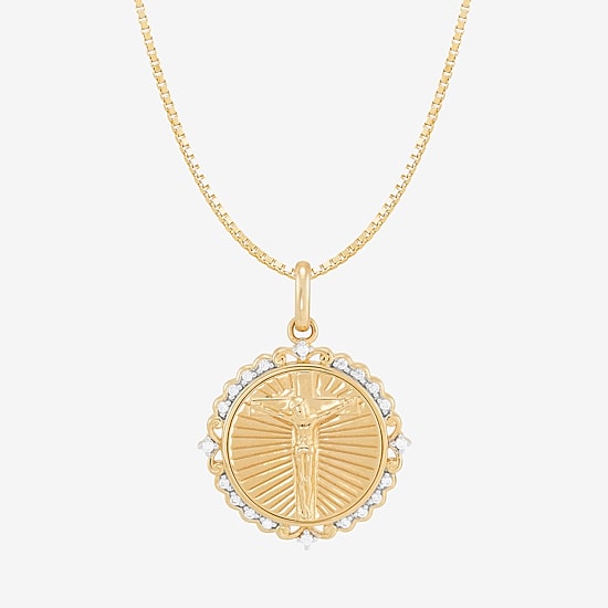 Jesus (H-I / Si1-Si2) Unisex Adult 1/10 CT. T.W. Lab Grown White Diamond 14K Gold 18 Inch Pendant Necklace