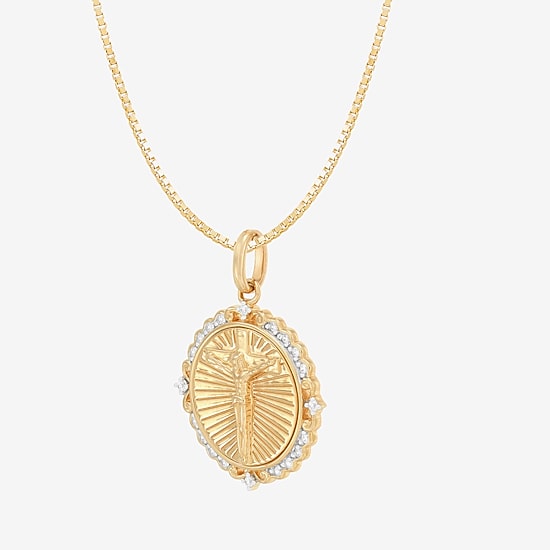 Jesus (H-I / Si1-Si2) Unisex Adult 1/10 CT. T.W. Lab Grown White Diamond 14K Gold 18 Inch Pendant Necklace