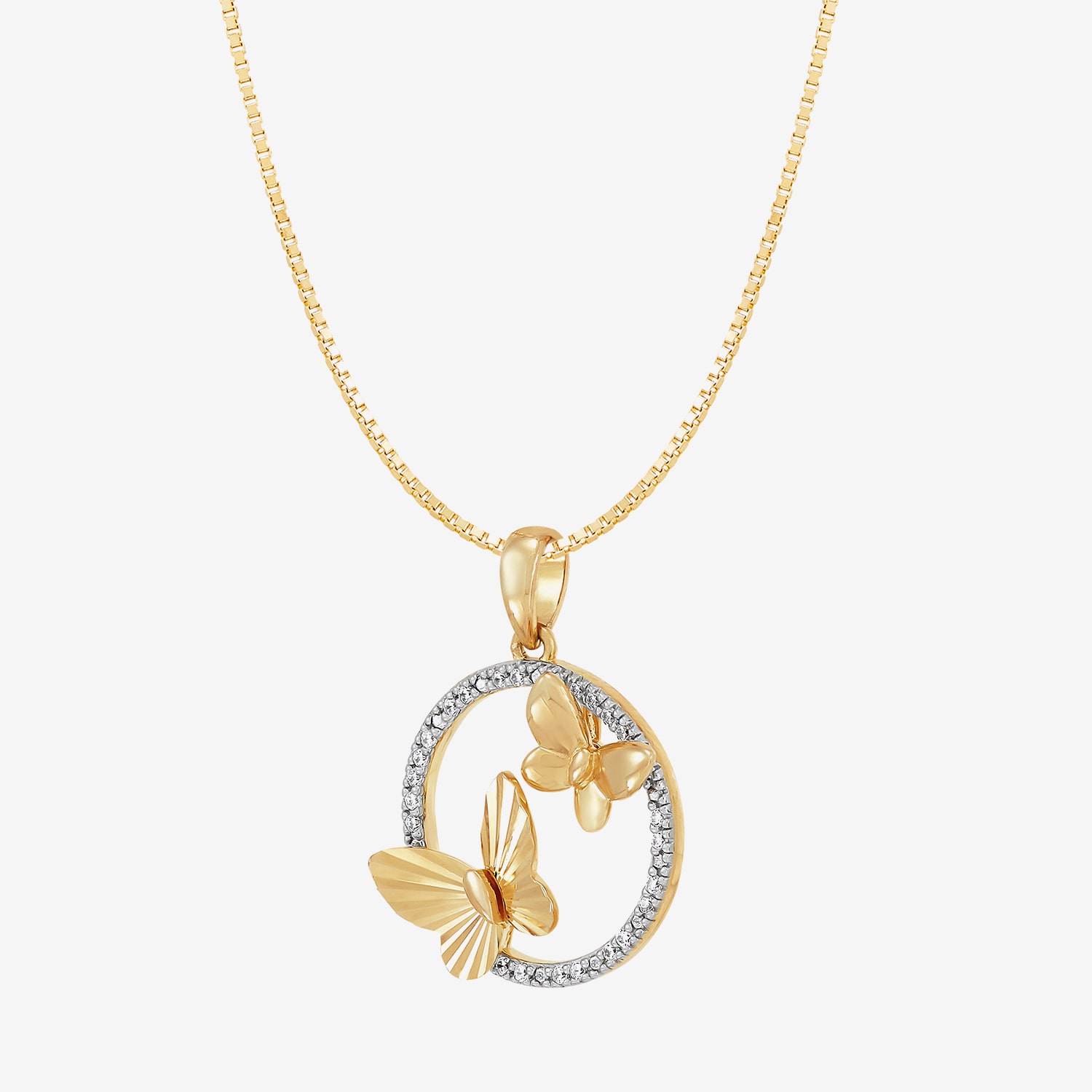 (H-I / Si1-Si2) Womens 1/10 CT. T.W. Lab Grown White Diamond 14K Gold Over Silver Sterling Silver Butterfly 18 Inch Pendant Necklace
