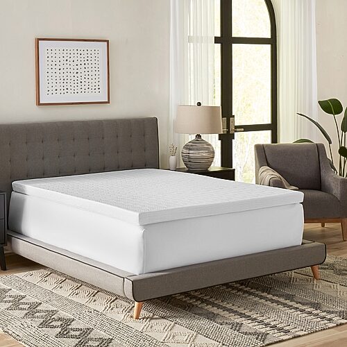 Bodipedic Home 3-Inch Gel-Infused Memory Foam Mattress Topper With Cooling Cover, One Size, White