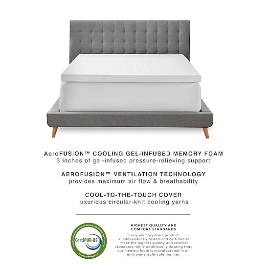 Bodipedic Home 3-Inch Gel-Infused Memory Foam Mattress Topper With Cooling Cover