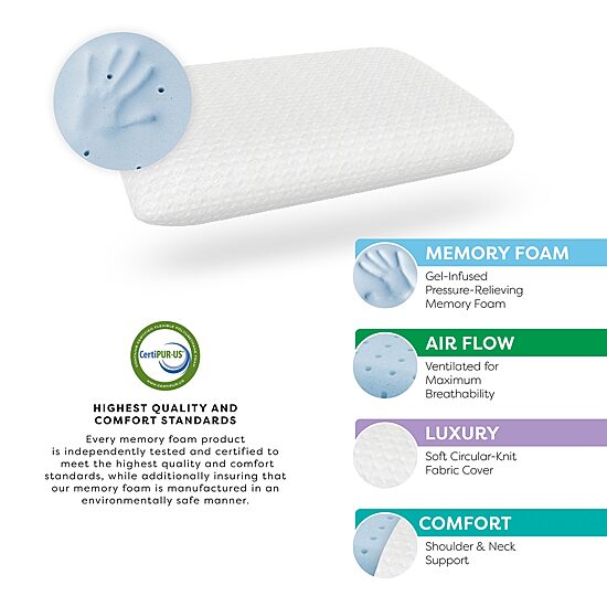 Bodipedic Home Gel Support Conventional Memory Foam Bed Pillow