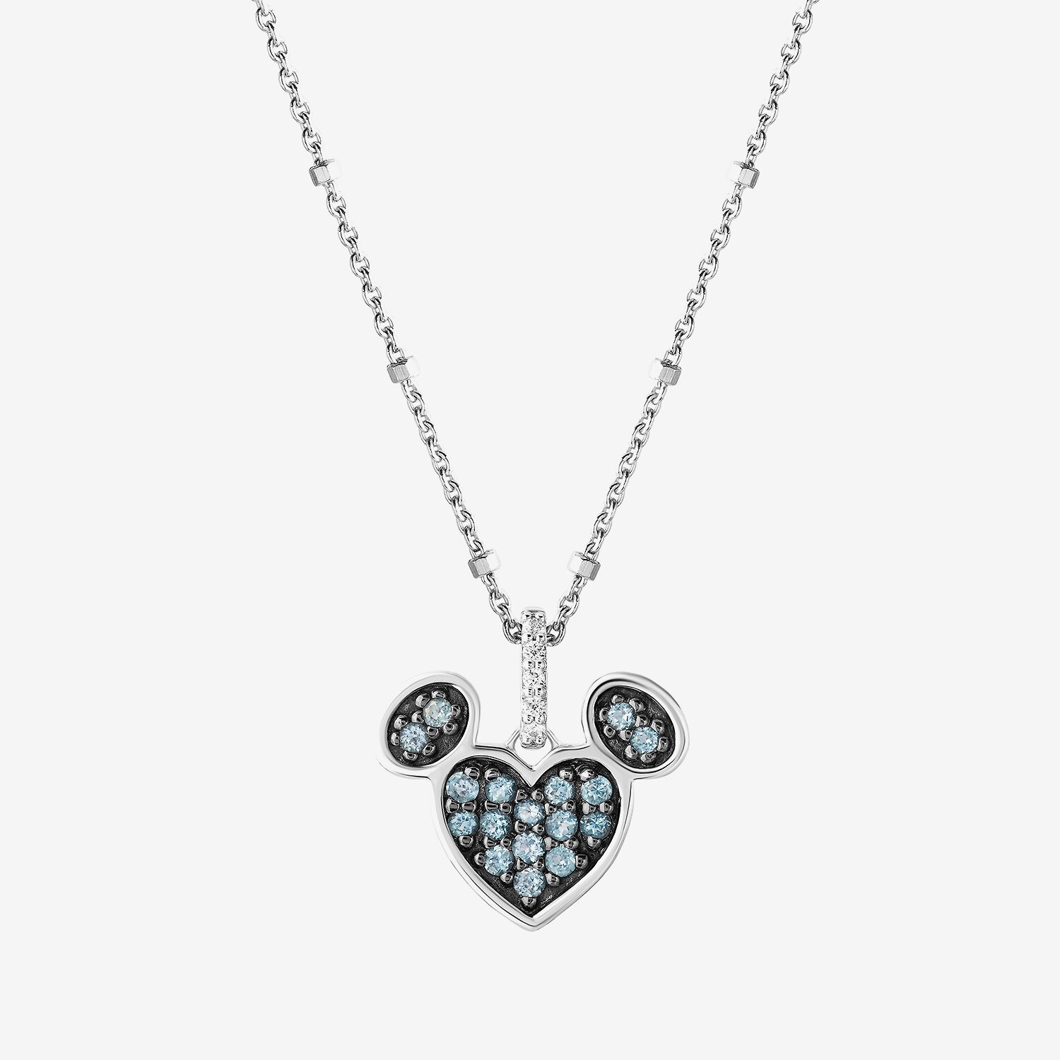 Disney Jewels Collection Womens Diamond Accent Genstone Sterling Silver Mickey Mouse Pendant Necklace