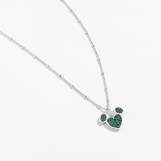 Disney Jewels Collection Womens Diamond Accent Genstone Sterling Silver Mickey Mouse Pendant Necklace
