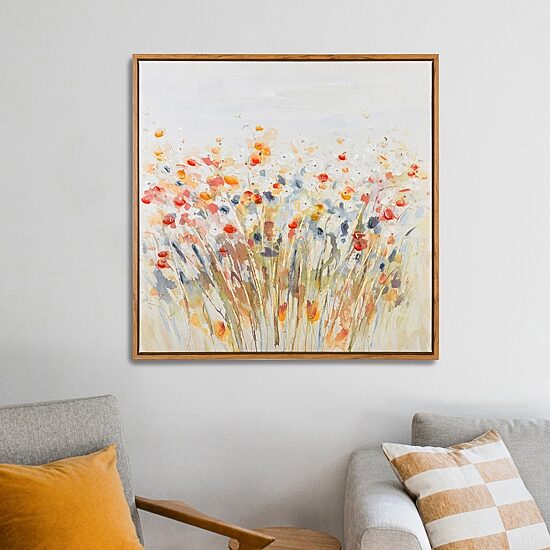 Stylecraft Wildflowers Natural Wood Floral Framed Canvas Art