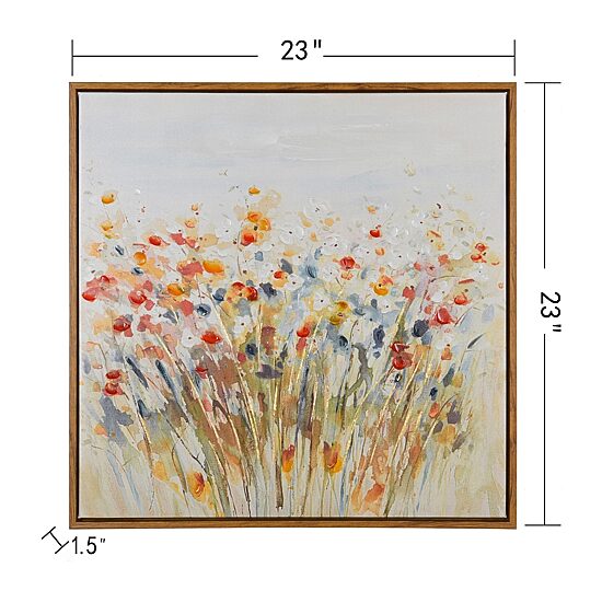 Stylecraft Wildflowers Natural Wood Floral Framed Canvas Art