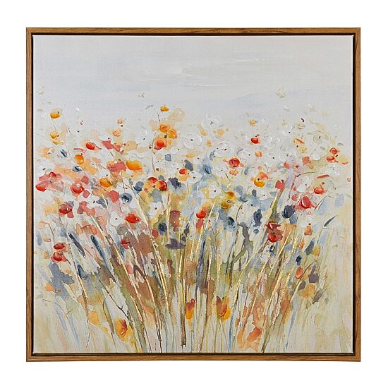 Stylecraft Wildflowers Natural Wood Floral Framed Canvas Art