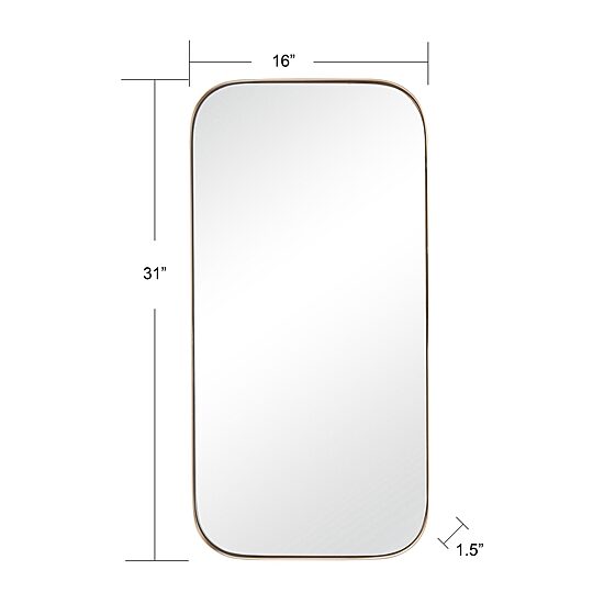 Stylecraft Curved Edge Gold Wall Mount Rectangular Wall Mirror