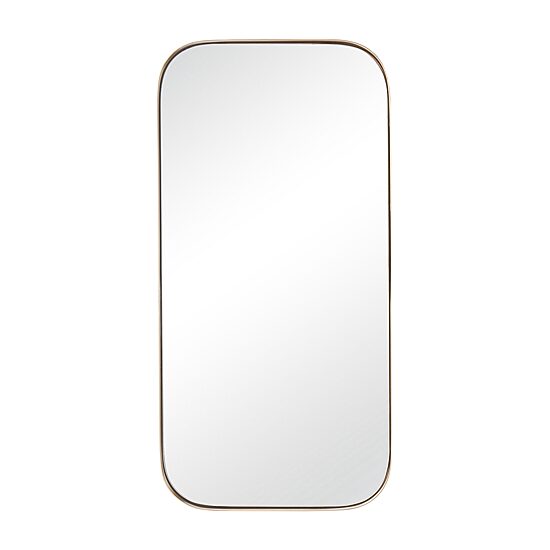 Stylecraft Curved Edge Gold Wall Mount Rectangular Wall Mirror